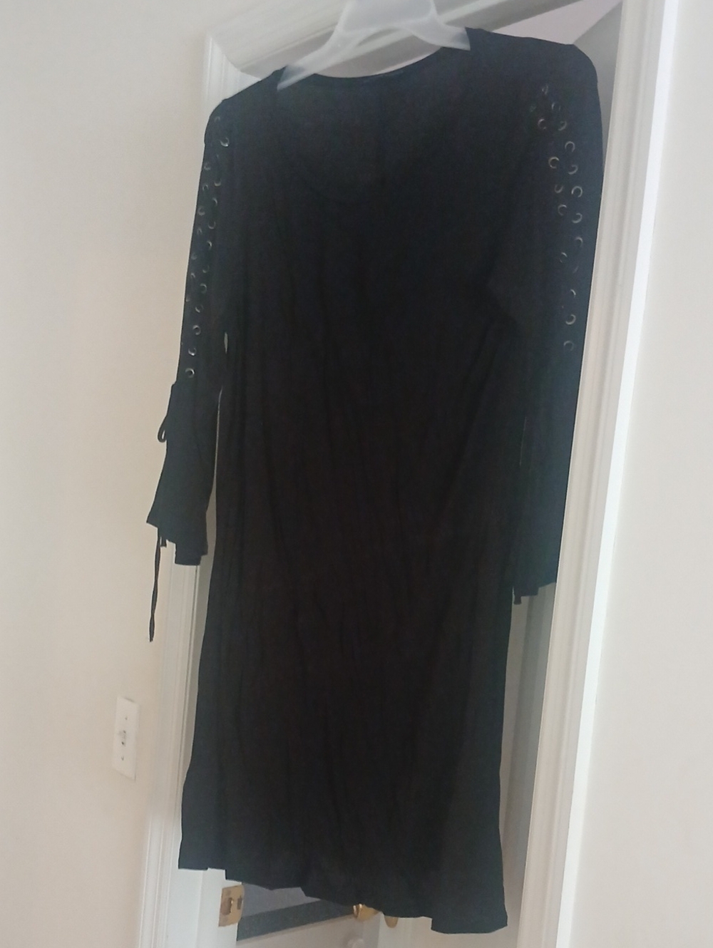 Express Black Long Sleeve Dress with Lace-Up Sleeve Detail